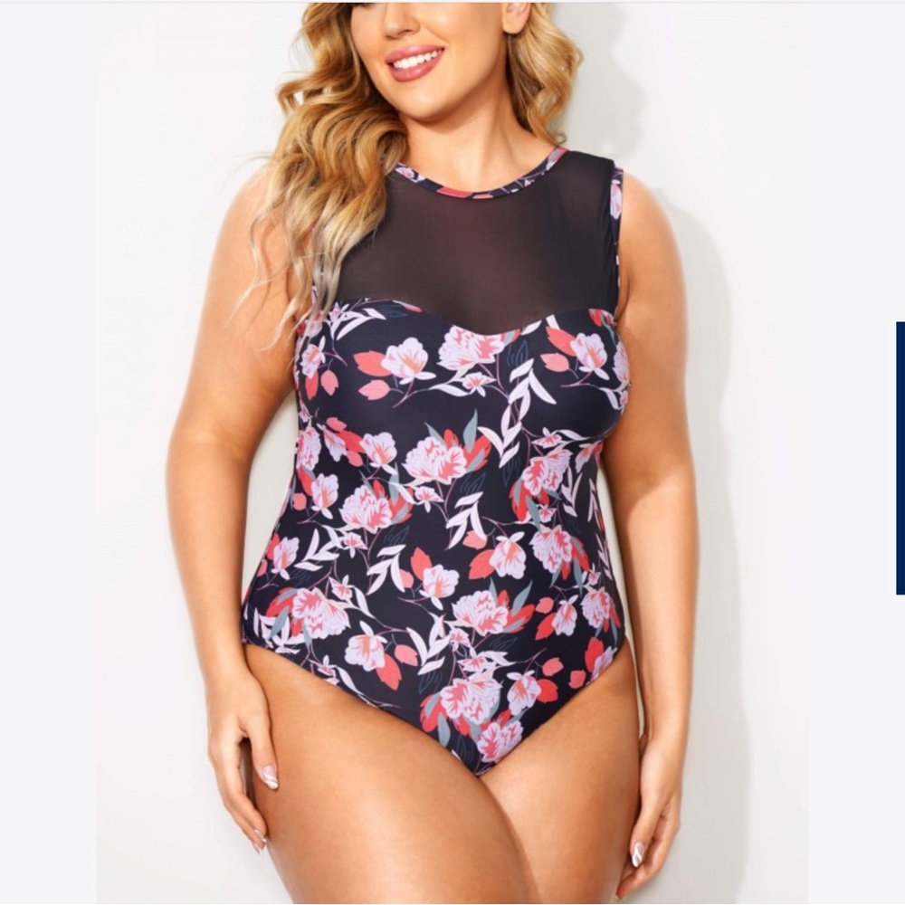 Meet.Curve Floral Print Ladder Back One‎ Piece Swimsuit 2XL